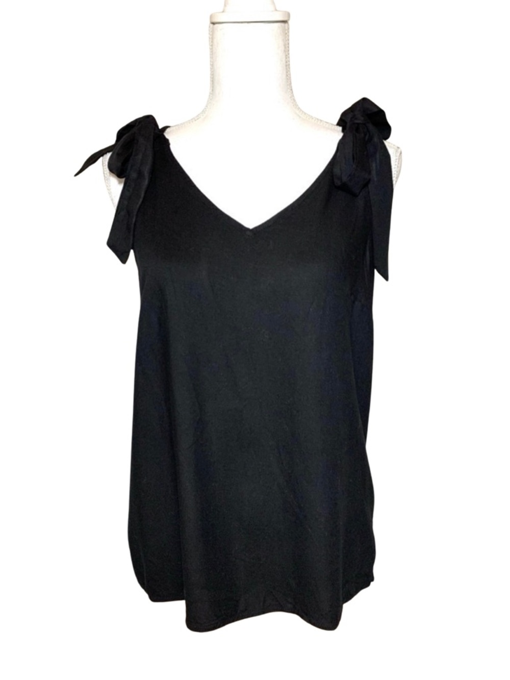 CeCe‎ Black Shoulder Tie Tank Top Women Medium Rayon